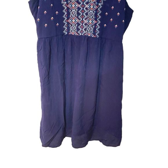 Maurices dress plus size 3 embroidered tank dress navy blue - Picture 2 of 5